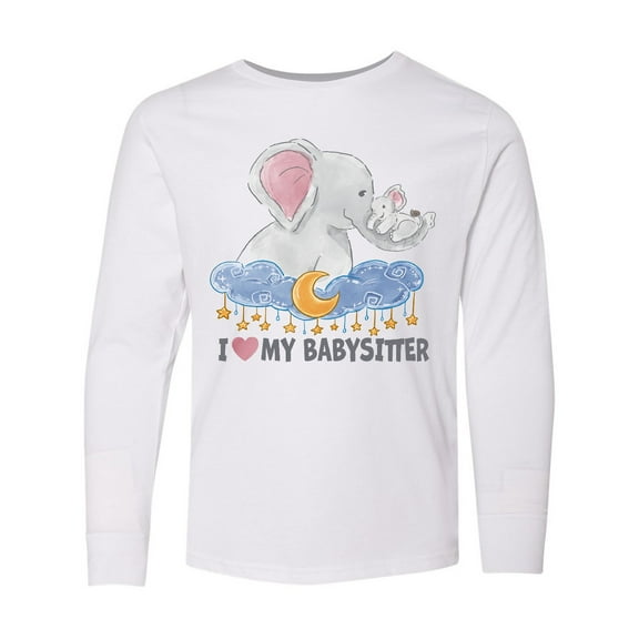 Inktastic I Love My Babysitter Elephant Family Long Sleeve Youth T-Shirt