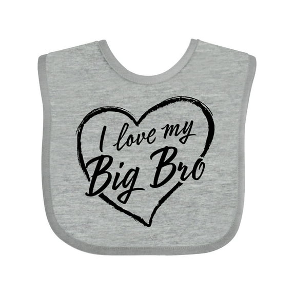Inktastic I Love My Big Bro in Black Chalk Heart Boys or Girls Baby Bib
