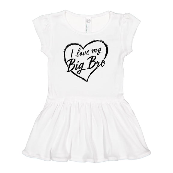 Inktastic I Love My Big Bro in Black Chalk Heart Girls Baby Dress