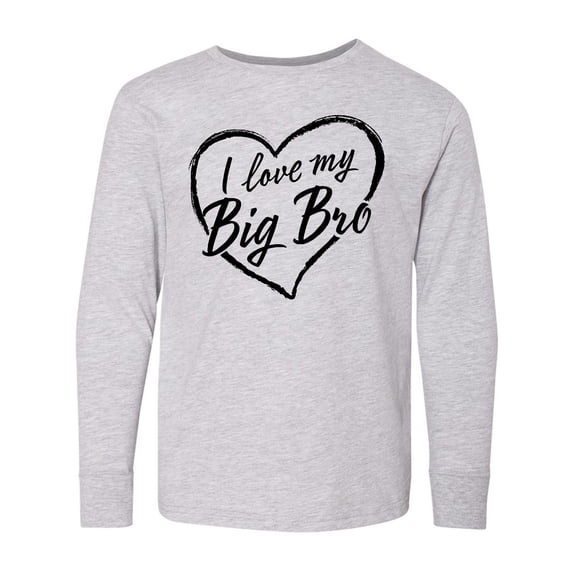 Inktastic I Love My Big Bro in Black Chalk Heart Long Sleeve Youth T-Shirt