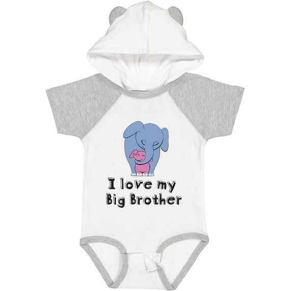 Inktastic I Love My Big Brother Elephant Blue Pink Girls Baby Bodysuit