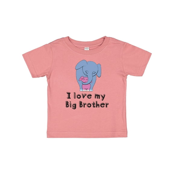 Inktastic I Love My Big Brother Elephant Blue Pink Girls Baby T-Shirt