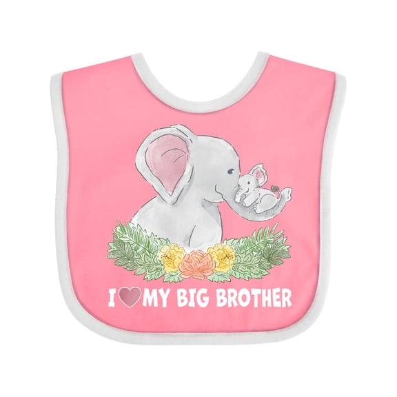 Inktastic I Love My Big Brother Elephant Family with Flowers Boys or Girls Baby Bib
