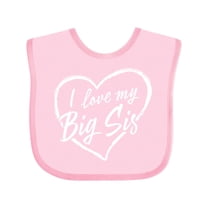Inktastic I Love My Big Sis in White Chalk Heart Boys or Girls Baby Bib