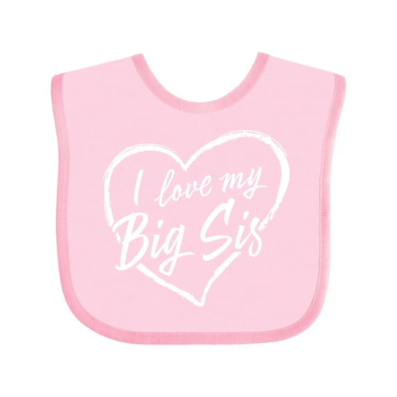Inktastic I Love My Big Sis in White Chalk Heart Boys or Girls Baby Bib