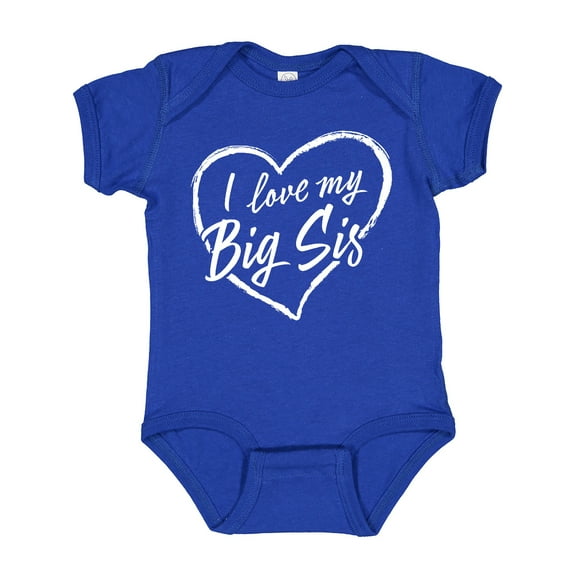 Inktastic I Love My Big Sis in White Chalk Heart Boys or Girls Baby Bodysuit