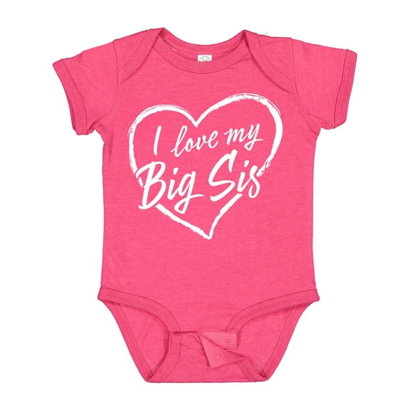 Inktastic I Love My Big Sis in White Chalk Heart Boys or Girls Baby Bodysuit