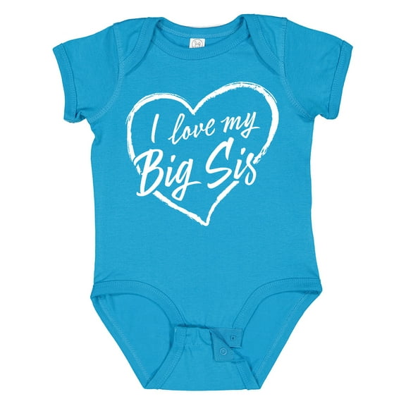 Inktastic I Love My Big Sis in White Chalk Heart Boys or Girls Baby Bodysuit
