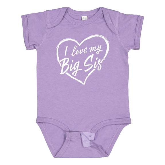 Inktastic I Love My Big Sis in White Chalk Heart Boys or Girls Baby Bodysuit