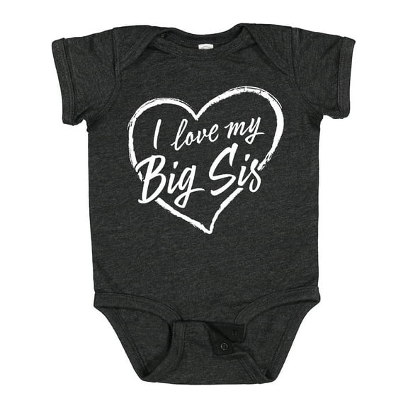 Inktastic I Love My Big Sis in White Chalk Heart Boys or Girls Baby Bodysuit