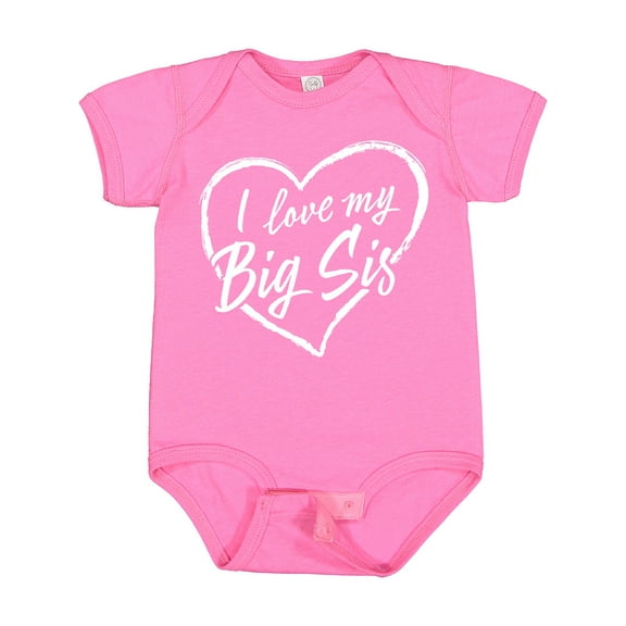 Inktastic I Love My Big Sis in White Chalk Heart Boys or Girls Baby Bodysuit