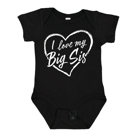 Inktastic I Love My Big Sis in White Chalk Heart Boys or Girls Baby Bodysuit