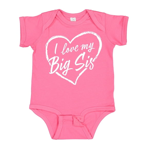 Inktastic I Love My Big Sis in White Chalk Heart Boys or Girls Baby Bodysuit