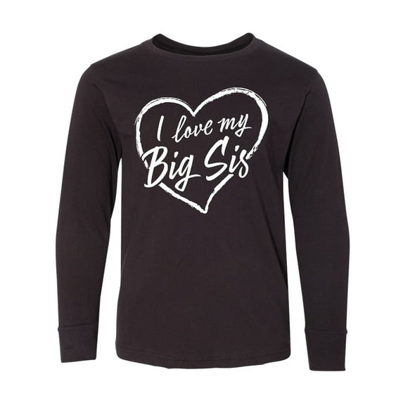 Inktastic I Love My Big Sis in White Chalk Heart Long Sleeve Youth T-Shirt