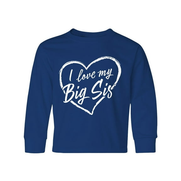 Inktastic I Love My Big Sis in White Chalk Heart Long Sleeve Youth T-Shirt