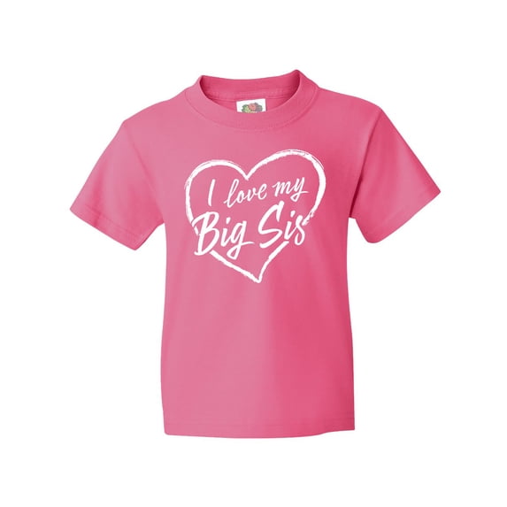 Inktastic I Love My Big Sis in White Chalk Heart Youth T-Shirt