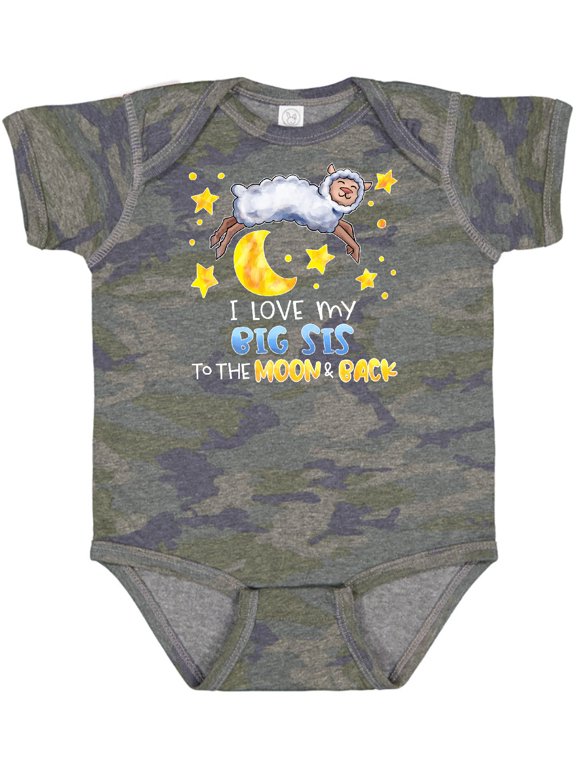 I Love My Big Sis to the Moon and Back Cute Sheep Boys or Girls Baby Bodysuit