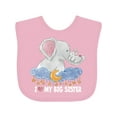 thumbnail image 1 of Inktastic I Love My Big Sister Cute Elephants with Moon and Stars Boys or Girls Baby Bib, 1 of 4