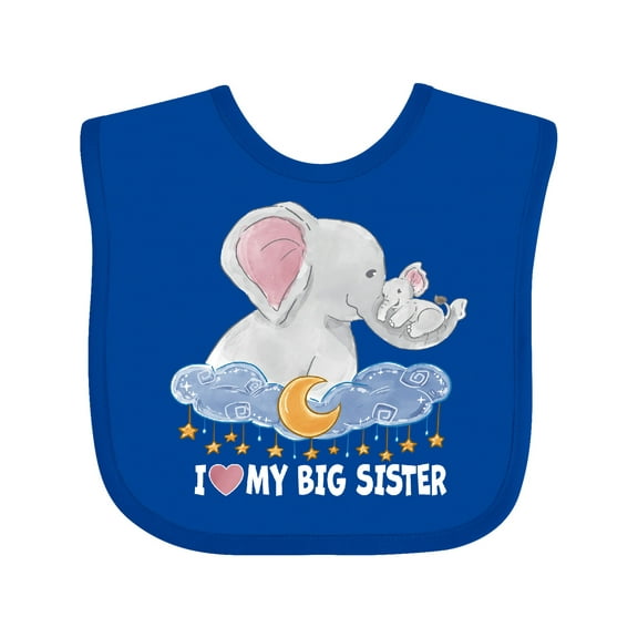 Inktastic I Love My Big Sister Cute Elephants with Moon and Stars Boys or Girls Baby Bib