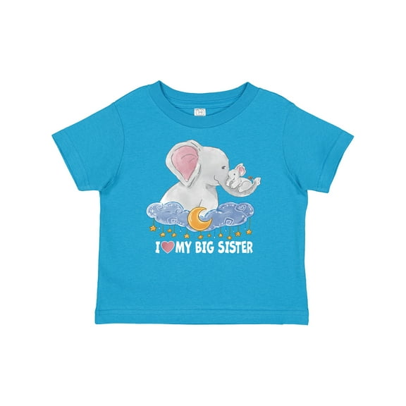 Inktastic I Love My Big Sister Cute Elephants with Moon and Stars Boys or Girls Baby T-Shirt