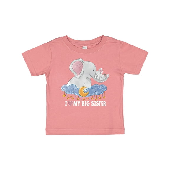 Inktastic I Love My Big Sister Cute Elephants with Moon and Stars Boys or Girls Baby T-Shirt