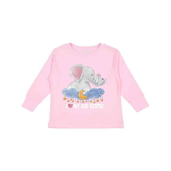 Inktastic I Love My Big Sister Cute Elephants with Moon and Stars Boys or Girls Long Sleeve Toddler T-Shirt