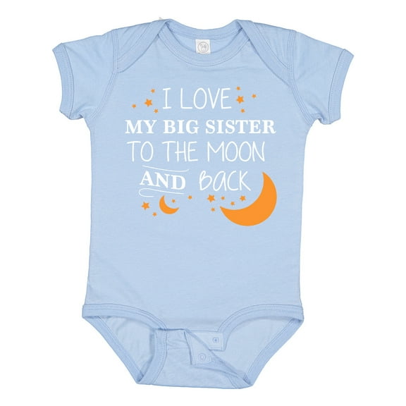 Inktastic I Love My Big Sister To The Moon and Back Boys or Girls Baby Bodysuit