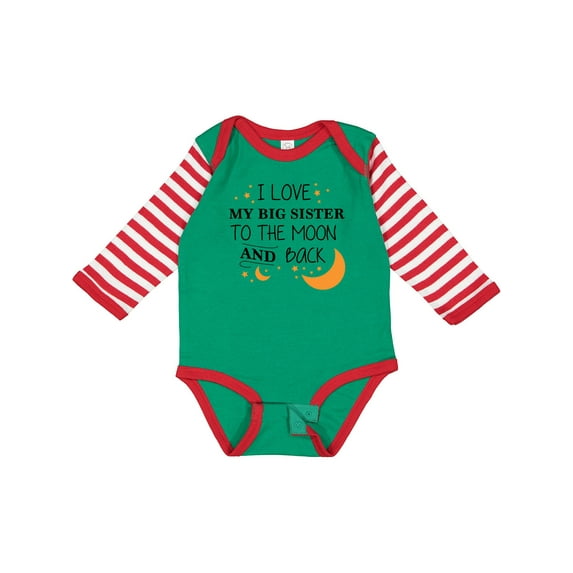 Inktastic I Love My Big Sister to the Moon and Back Boys or Girls Long Sleeve Baby Bodysuit