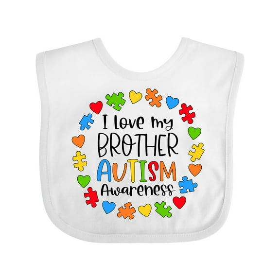 Inktastic I Love My Brother Autism Awareness Boys or Girls Baby Bib