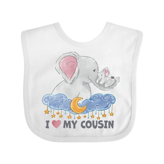 Inktastic I Love My Cousin Cute Elephants with Moon and Stars Boys or Girls Baby Bib