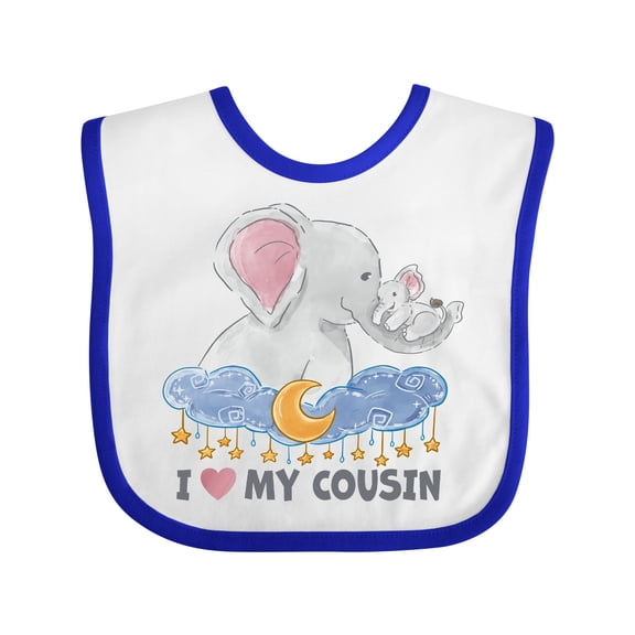 Inktastic I Love My Cousin Cute Elephants with Moon and Stars Boys or Girls Baby Bib