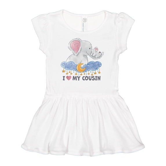 Inktastic I Love My Cousin Cute Elephants with Moon and Stars Girls Baby Dress