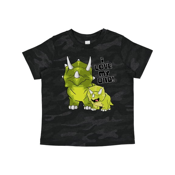 Inktastic I Love My Dad with Baby and Daddy Triceratops Boys or Girls Toddler T-Shirt