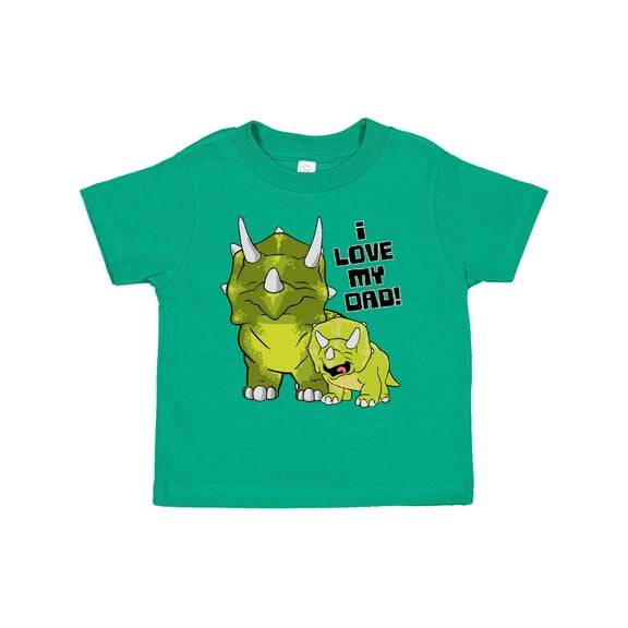 Inktastic I Love My Dad with Baby and Daddy Triceratops Boys or Girls Toddler T-Shirt