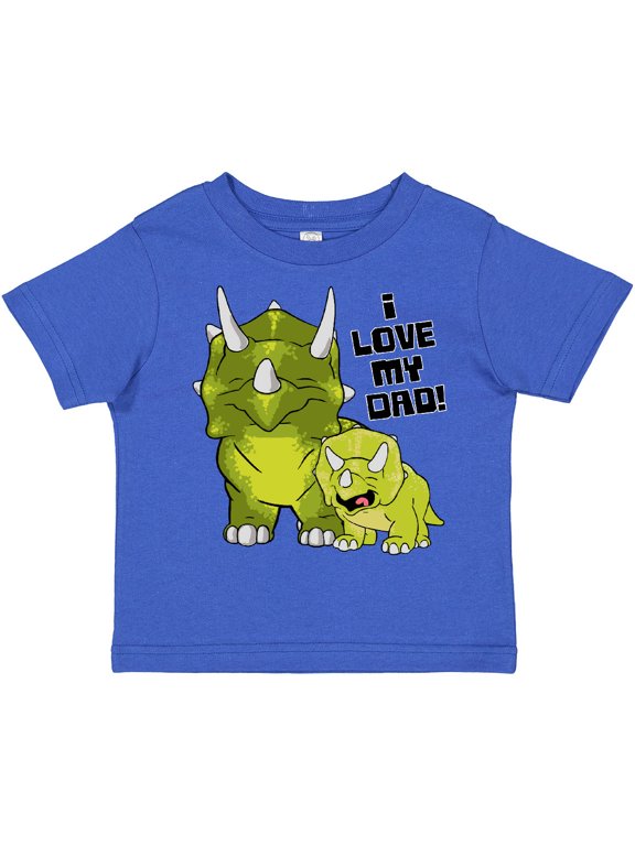 I Love My Dad with Baby and Daddy Triceratops Boys or Girls Toddler T-Shirt