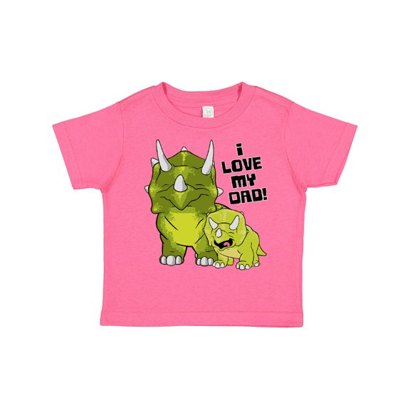 Inktastic I Love My Dad with Baby and Daddy Triceratops Boys or Girls Toddler T-Shirt