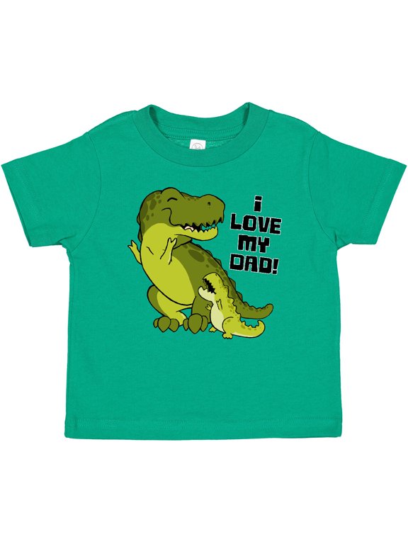 I Love My Dad with Baby and Daddy Tyranasaurus Rex Boys or Girls Baby T-Shirt