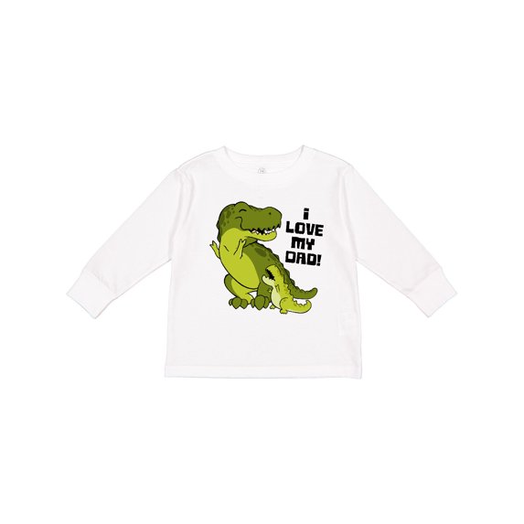 Inktastic I Love My Dad with Baby and Daddy Tyranasaurus Rex Boys or Girls Long Sleeve Toddler T-Shirt
