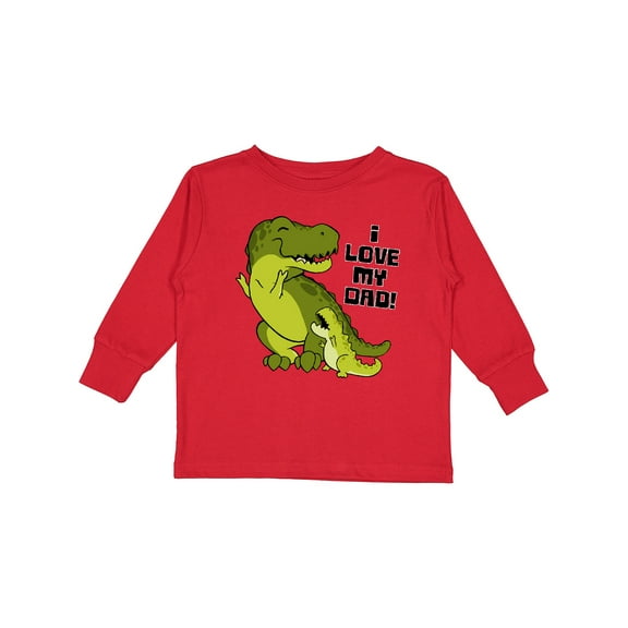Inktastic I Love My Dad with Baby and Daddy Tyranasaurus Rex Boys or Girls Long Sleeve Toddler T-Shirt