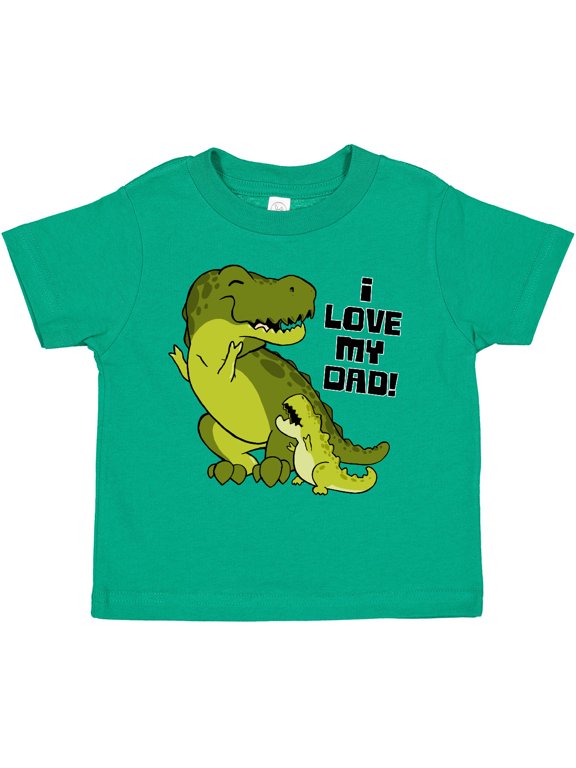 I Love My Dad with Baby and Daddy Tyranasaurus Rex Boys or Girls Toddler T-Shirt