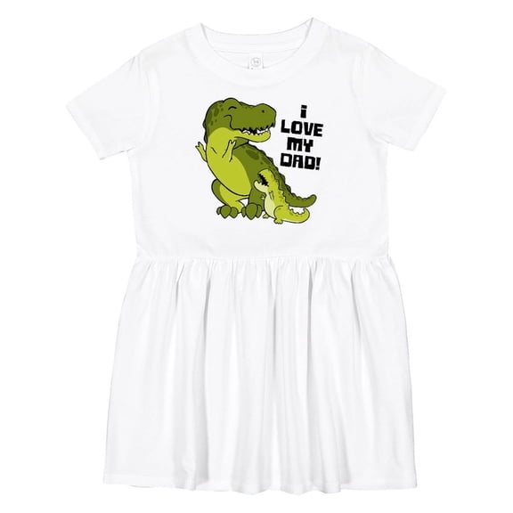 Inktastic I Love My Dad with Baby and Daddy Tyranasaurus Rex Girls Toddler Dress