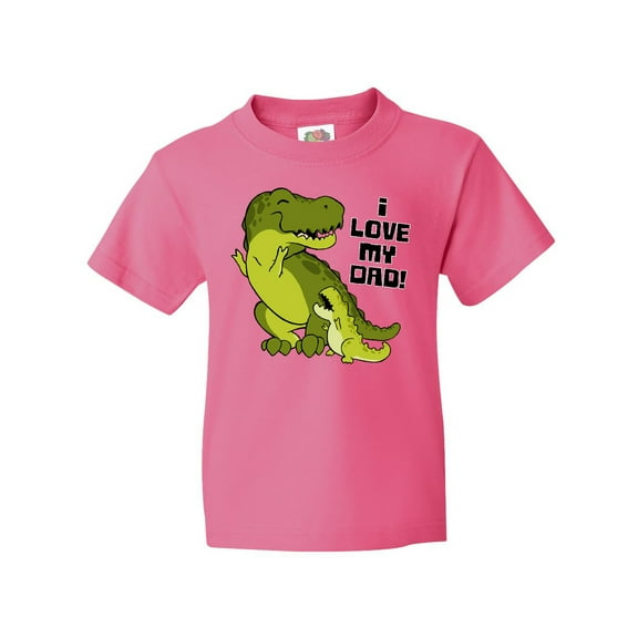Inktastic I Love My Dad with Baby and Daddy Tyranasaurus Rex Youth T-Shirt