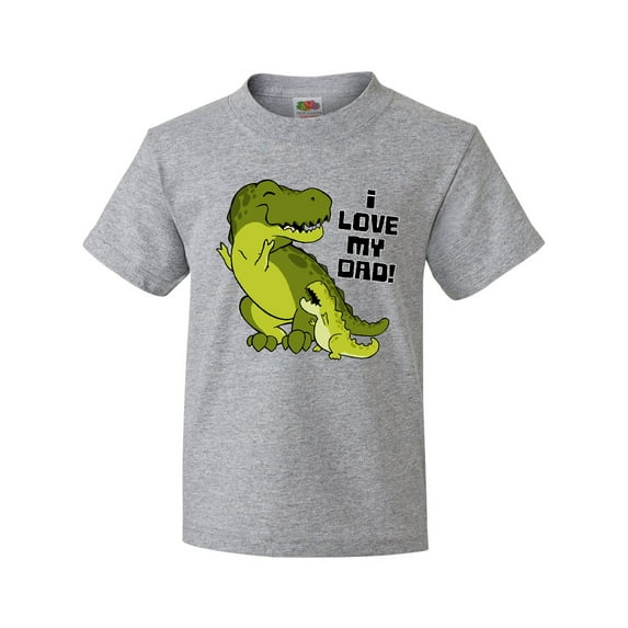 Inktastic I Love My Dad with Baby and Daddy Tyranasaurus Rex Youth T-Shirt