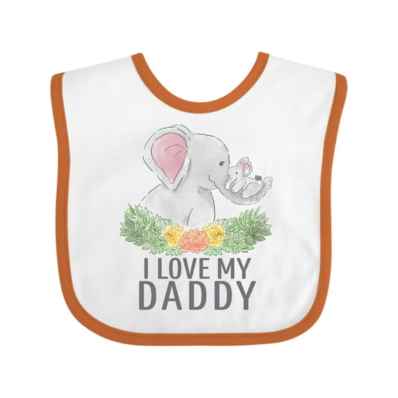 Inktastic I Love My Daddy Cute Elephants and Spring Flowers Boys or Girls Baby Bib