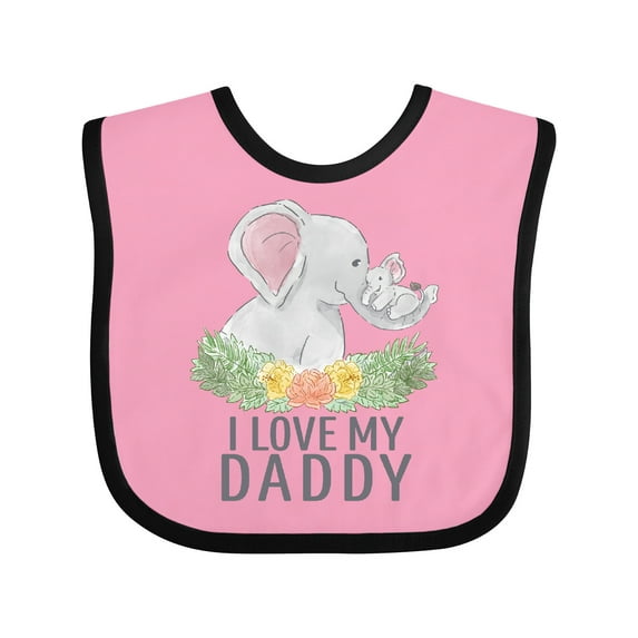 Inktastic I Love My Daddy Cute Elephants and Spring Flowers Boys or Girls Baby Bib