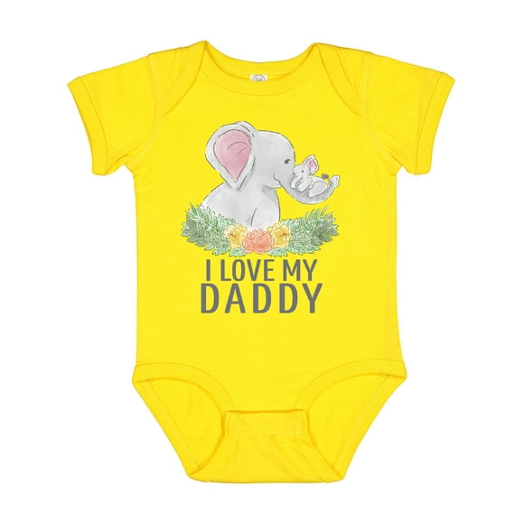 I Love My Daddy Cute Elephants and Spring Flowers Boys or Girls Baby Bodysuit