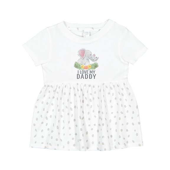 Inktastic I Love My Daddy Cute Elephants and Spring Flowers Girls Baby Dress