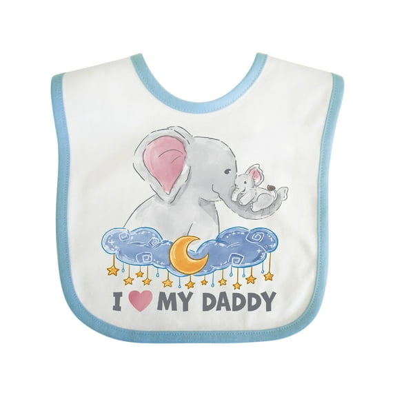 Inktastic I Love My Daddy Cute Elephants with Moon and Stars Boys or Girls Baby Bib