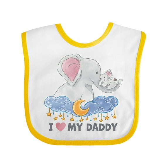 Inktastic I Love My Daddy Cute Elephants with Moon and Stars Boys or Girls Baby Bib