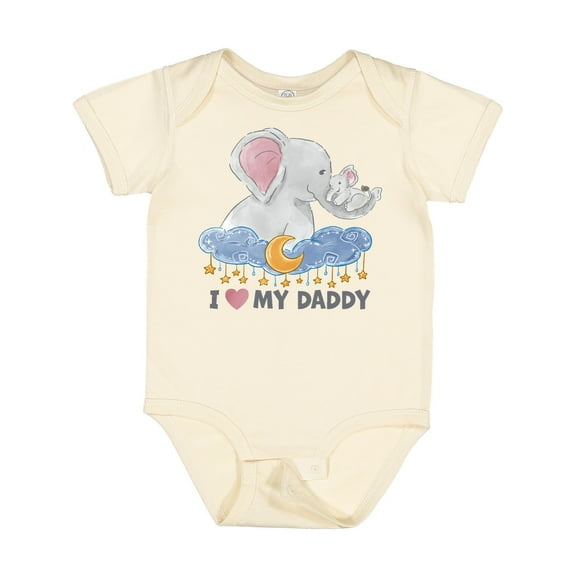 Inktastic I Love My Daddy Cute Elephants with Moon and Stars Boys or Girls Baby Bodysuit